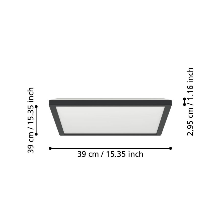Eglo - LED lubinis vonios šviestuvas LED/17,6W/230V 2700/4000/6500K 39x39 cm IP44 juoda
