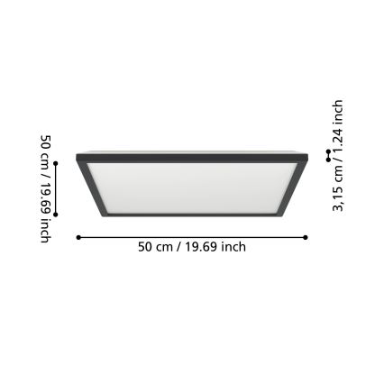 Eglo - LED lubinis vonios šviestuvas LED/17W/230V 2700/4000/6500K 50x50 cm IP44 juoda