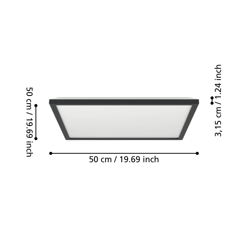Eglo - LED lubinis vonios šviestuvas LED/17W/230V 2700/4000/6500K 50x50 cm IP44 juoda