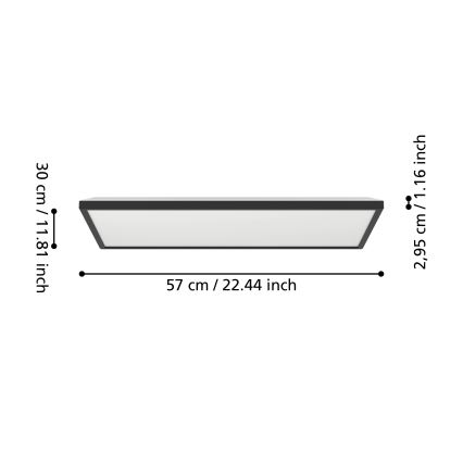 Eglo - LED lubinis vonios šviestuvas LED/17,2W/230V 2700/4000/6500K 30x57 cm IP44 juoda