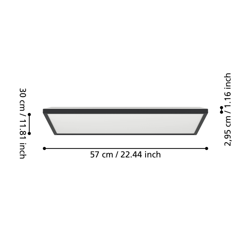 Eglo - LED lubinis vonios šviestuvas LED/17,2W/230V 2700/4000/6500K 30x57 cm IP44 juoda