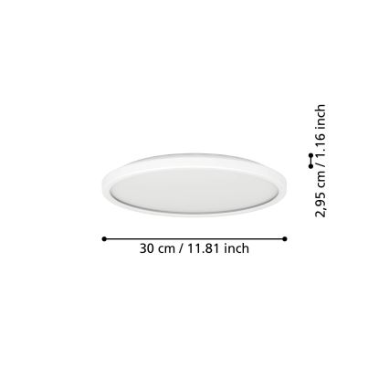 Eglo - LED lubinis vonios šviestuvas LED/13,9W/230V 2700/4000/6500K diametras 30 cm IP44 balta