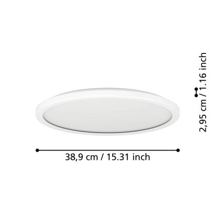 Eglo - LED lubinis vonios šviestuvas LED/18,5W/230V 2700/4000/6500K diametras 38,9 cm IP44 balta