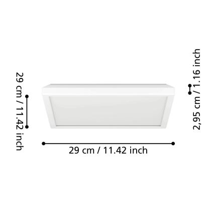 Eglo - LED lubinis vonios šviestuvas LED/13,4W/230V 2700/4000/6500K 29x29 cm IP44 balta