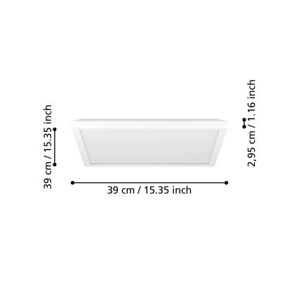 Eglo - LED lubinis vonios šviestuvas LED/17,6W/230V 2700K/4000K/6500K 39x39 cm IP44 balta