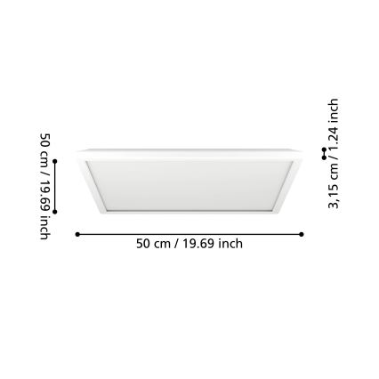 Eglo - LED lubinis vonios šviestuvas LED/17W/230V 2700/4000/6500K 50x50 cm IP44 balta