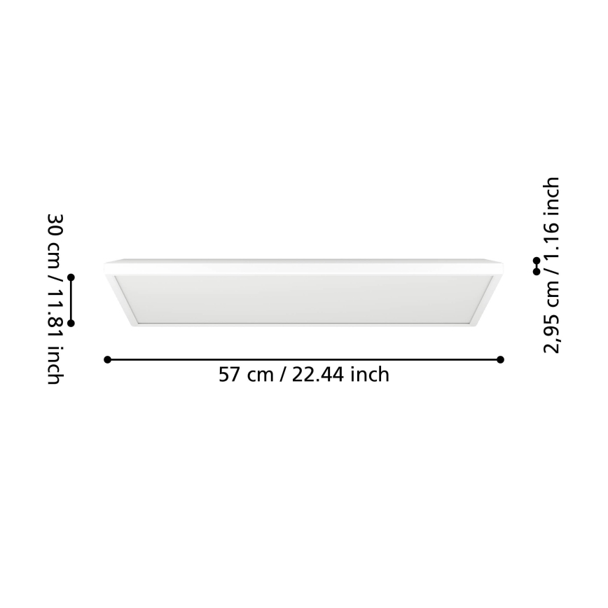 Eglo - LED lubinis vonios šviestuvas LED/17,2W/230V 2700/4000/6500K 30x57 cm IP44 balta