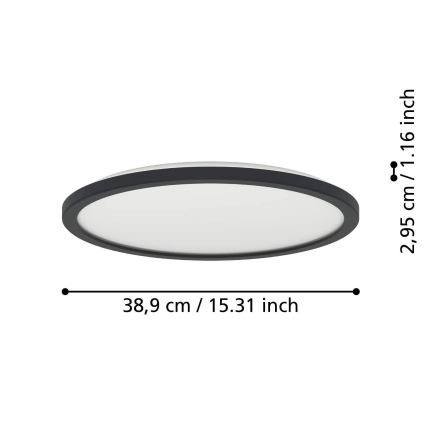 Eglo - LED pritemdomas lubinis vonios šviestuvas LED/18,5W/230V 2700-6500K diametras 38,9 cm IP44 juoda + nuotolinio valdymo pultas