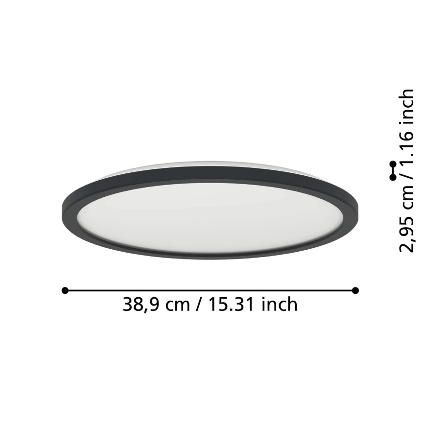 Eglo - LED pritemdomas lubinis vonios šviestuvas LED/18,5W/230V 2700-6500K diametras 38,9 cm IP44 juoda + nuotolinio valdymo pultas