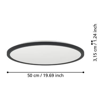 Eglo - LED pritemdomas lubinis vonios šviestuvas LED/16,8W/230V 2700-6500K diametras 50 cm IP44 juoda + nuotolinio valdymo pultas