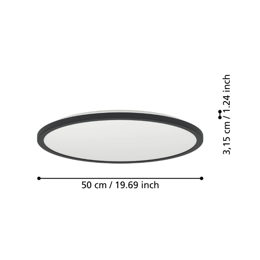 Eglo - LED pritemdomas lubinis vonios šviestuvas LED/16,8W/230V 2700-6500K diametras 50 cm IP44 juoda + nuotolinio valdymo pultas