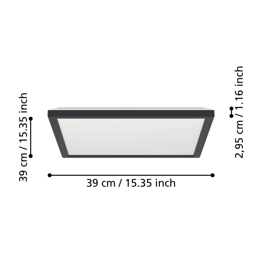 Eglo - LED pritemdomas lubinis vonios šviestuvas LED/17,6W/230V 2700-6500K 39x39 cm IP44 juoda + nuotolinio valdymo pultas