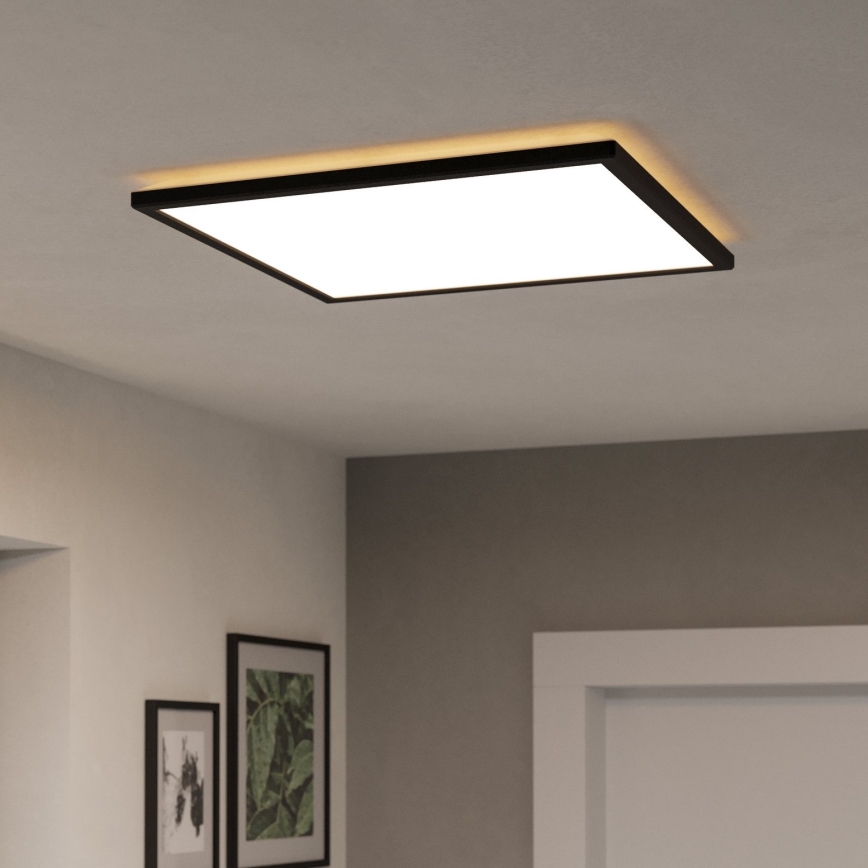 Eglo 901457 - LED pritemdomas lubinis vonios šviestuvas LED/17W/230V 2700-6500K 50x50 cm IP44 juoda + nuotolinio valdymo pultas