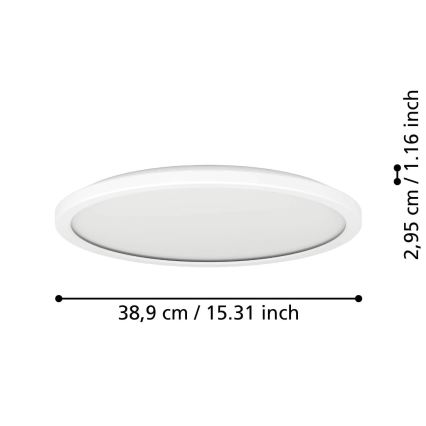 Eglo - LED pritemdomas lubinis vonios šviestuvas LED/18,5W/230V 2700-6500K diametras 38,9 cm IP44 balta + nuotolinio valdymo pultas