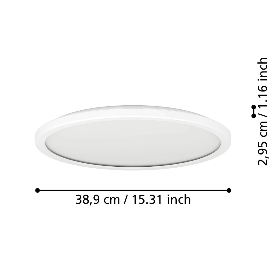 Eglo - LED pritemdomas lubinis vonios šviestuvas LED/18,5W/230V 2700-6500K diametras 38,9 cm IP44 balta + nuotolinio valdymo pultas