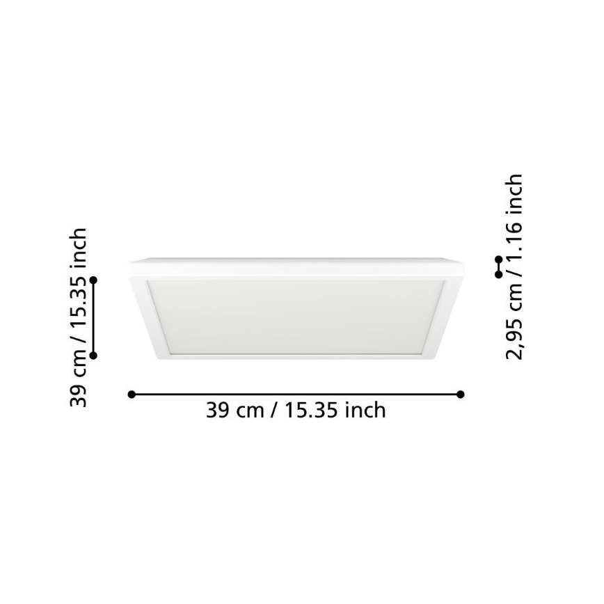 Eglo - LED pritemdomas lubinis vonios šviestuvas LED/17,6W/230V 2700-6500K 39x39 cm IP44 balta + nuotolinio valdymo pultas
