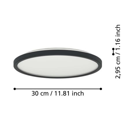 Eglo - LED RGBW Pritemdomas vonios lubinis šviestuvas LED/13,9W/230V 2700-6500K d. 30 cm IP44 juodas ZigBee