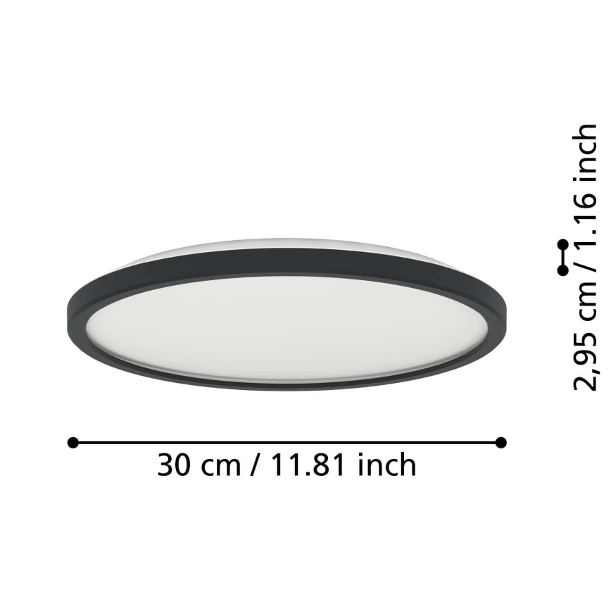 Eglo - LED RGBW Pritemdomas vonios lubinis šviestuvas LED/13,9W/230V 2700-6500K d. 30 cm IP44 juodas ZigBee