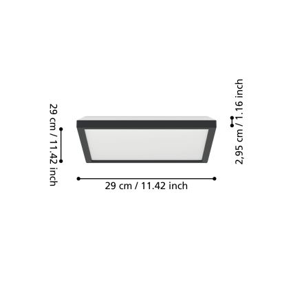 Eglo - LED RGBW Pritemdomas vonios lubinis šviestuvas LED/13,4W/230V 2700-6500K 29x29 cm IP44 juodas