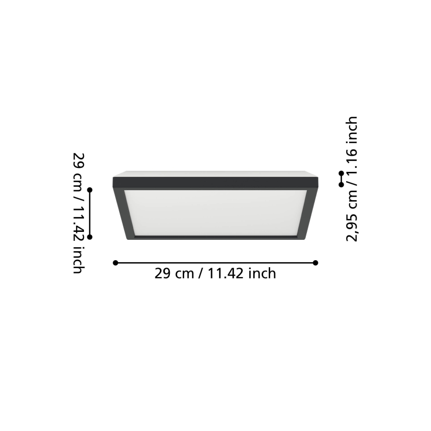 Eglo - LED RGBW Pritemdomas vonios lubinis šviestuvas LED/13,4W/230V 2700-6500K 29x29 cm IP44 juodas