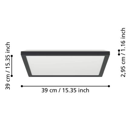 Eglo - LED RGBW Pritemdomas vonios lubinis šviestuvas LED/17,6W/230V 2700-6500K 39x39 cm IP44 juodas ZigBee