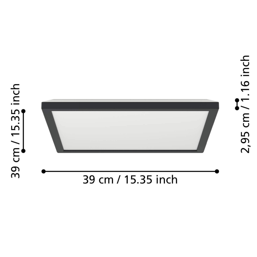 Eglo - LED RGBW Pritemdomas vonios lubinis šviestuvas LED/17,6W/230V 2700-6500K 39x39 cm IP44 juodas ZigBee