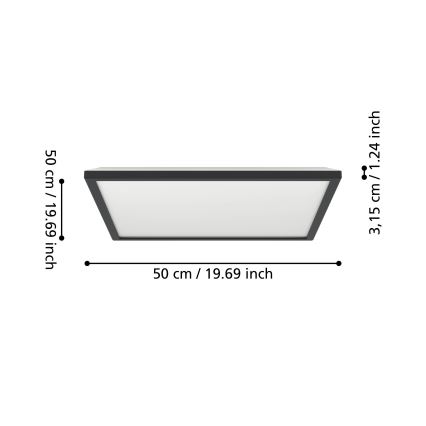 Eglo - LED RGBW Pritemdomas vonios lubinis šviestuvas LED/17W/230V 2700-6500K 50x50cm IP44 juodas ZigBee