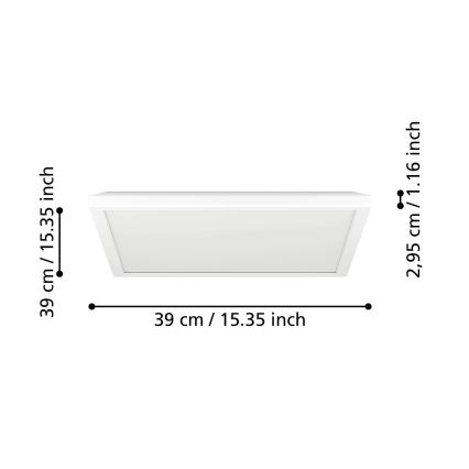 Eglo - LED RGBW Pritemdomas vonios lubinis šviestuvas LED/17,6W/230V 2700-6500K 39x39 cm IP44 baltas ZigBee