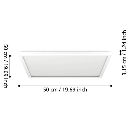 Eglo - LED RGBW Pritemdomas vonios lubinis šviestuvas LED/17W/230V 2700-6500K 50x50 cm IP44 baltas ZigBee