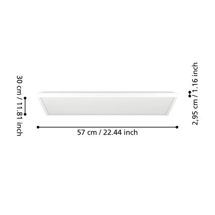 Eglo - LED RGBW Pritemdomas vonios lubinis šviestuvas LED/17,2W/230V 2700-6500K 30x57cm IP44 baltas ZigBee