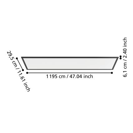 Eglo - paviršinė LED panelė LED/33W/230V 2700/4000/6500K 120x30 cm juoda