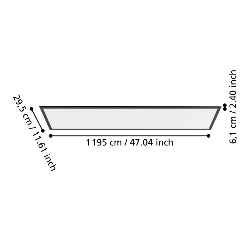 Eglo - paviršinė LED panelė LED/33W/230V 2700/4000/6500K 120x30 cm juoda