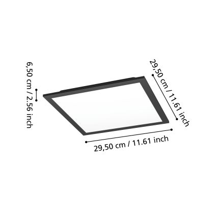 Eglo - LED RGBW dimeriuojamas lubinis šviestuvas LED/14W/230V 2700-6500K 30x30 cm juodas