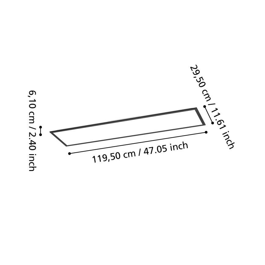 Eglo - RGBW LED dimeriuojama paviršinė LED panelė/34W/230V 2700-6500K 120x30 cm juoda