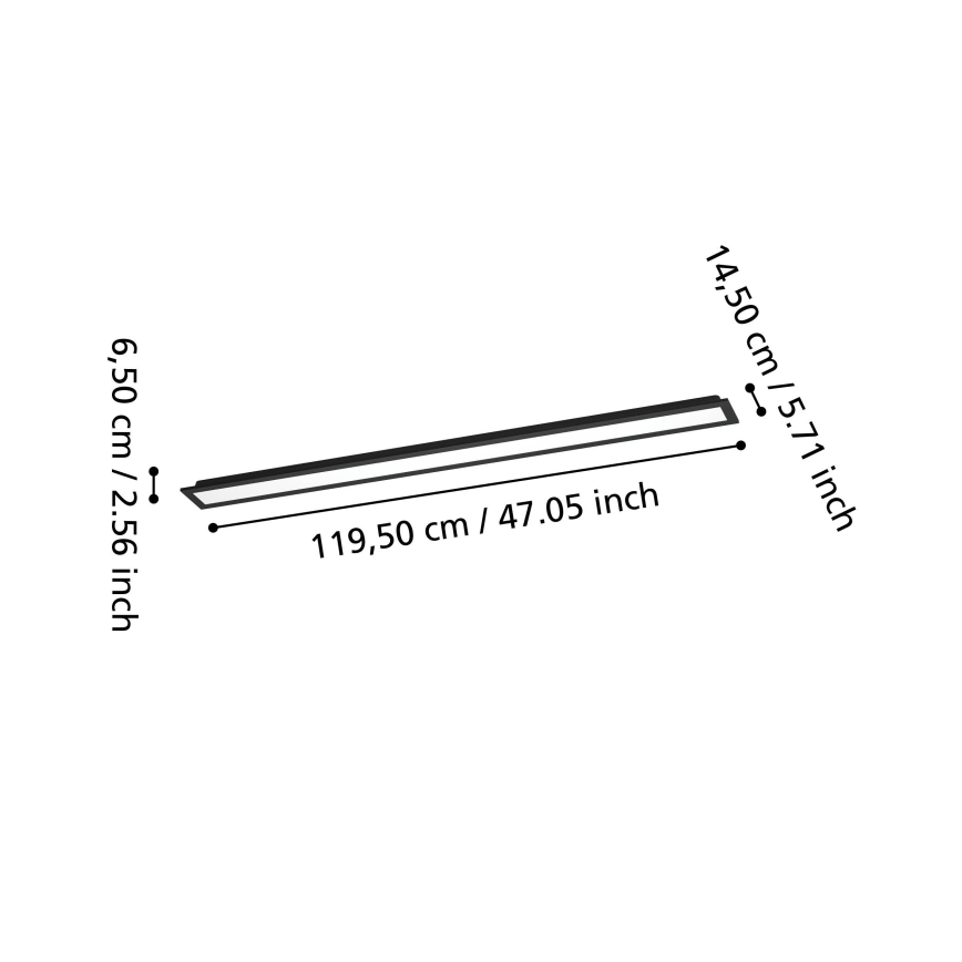 Eglo - LED RGBW dimeriuojamas prigludęs LED panelis/28W/230V 2700-6500K 120x15 cm juodas