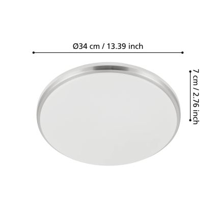Eglo - LED vonios kambario lubinis šviestuvas LED/18W/230V 3000/4000/6500K skersmuo 34 cm IP54 matinio chromo apdaila