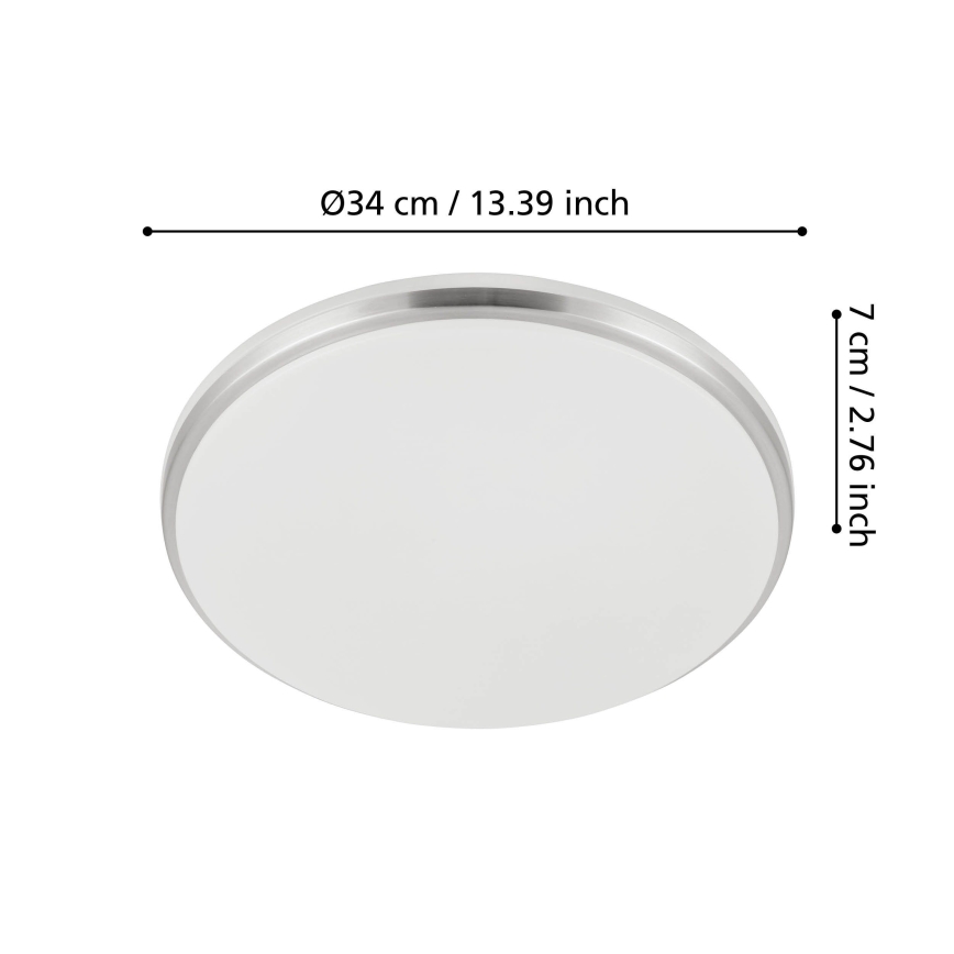 Eglo - LED vonios kambario lubinis šviestuvas LED/18W/230V 3000/4000/6500K skersmuo 34 cm IP54 matinio chromo apdaila