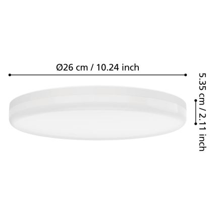 Eglo - LED vonios lubinis šviestuvas LED/16,5W/230V 2700/4000/6500K skersmuo 26 cm IP54 baltas