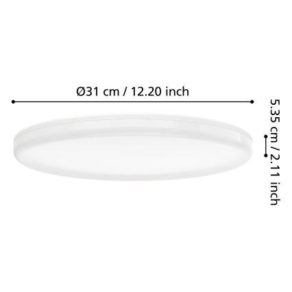 Eglo - LED lubinis vonios šviestuvas su judesio jutikliu LED/20W/230V 2700/4000/6500K skersmuo 31 cm IP54 baltas