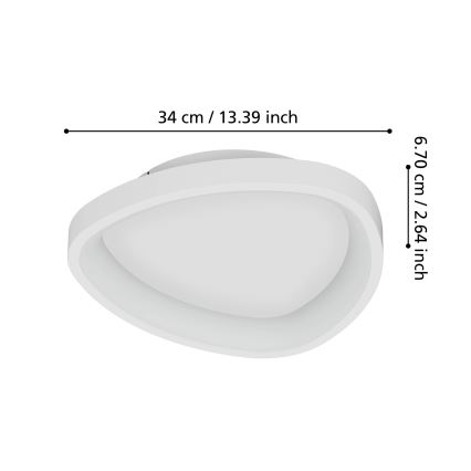 Eglo - LED Pritemdomas lubinis šviestuvas LED/12W/230V 2700-6500K balta + nuotolinio valdymo pultas