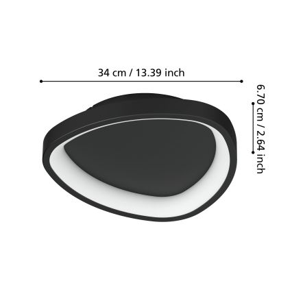 Eglo - LED Pritemdomas lubinis šviestuvas LED/12W/230V 2700-6500K juoda + nuotolinio valdymo pultas