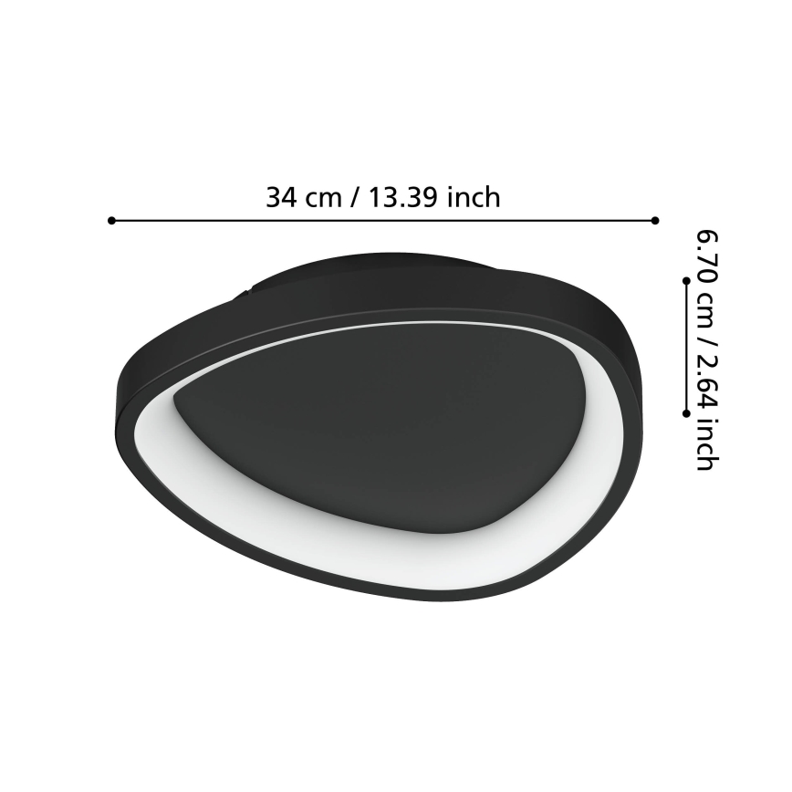 Eglo - LED Pritemdomas lubinis šviestuvas LED/12W/230V 2700-6500K juoda + nuotolinio valdymo pultas