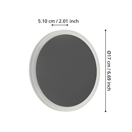 Eglo - LED sieninis šviestuvas LED/12W/230V 3000K diametras 17 cm juoda