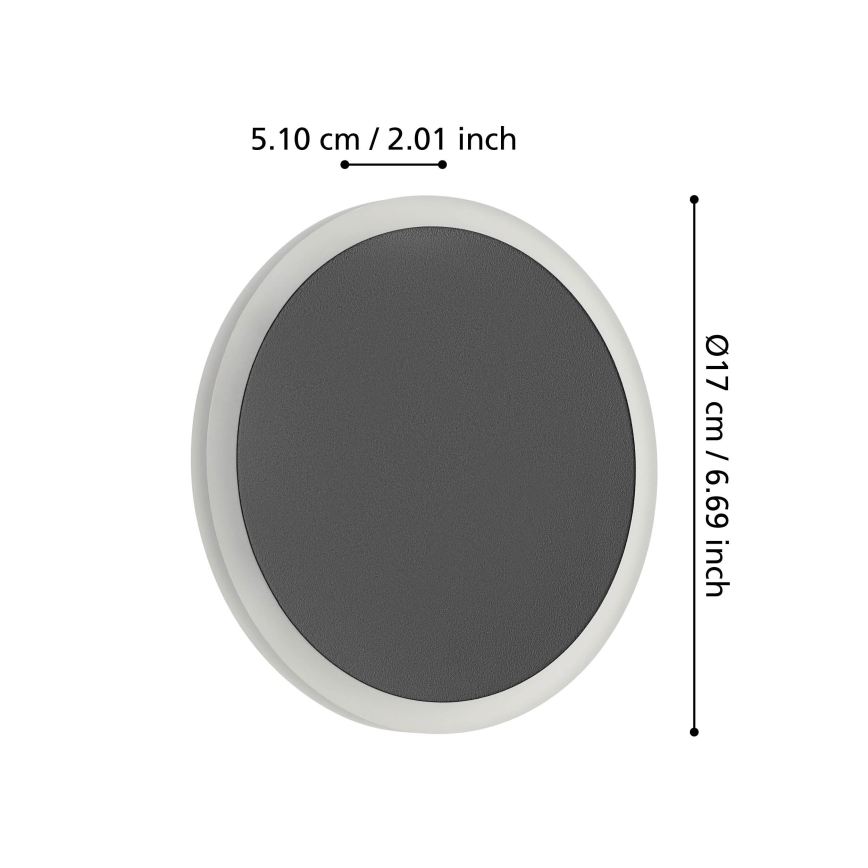 Eglo - LED sieninis šviestuvas LED/12W/230V 3000K diametras 17 cm juoda