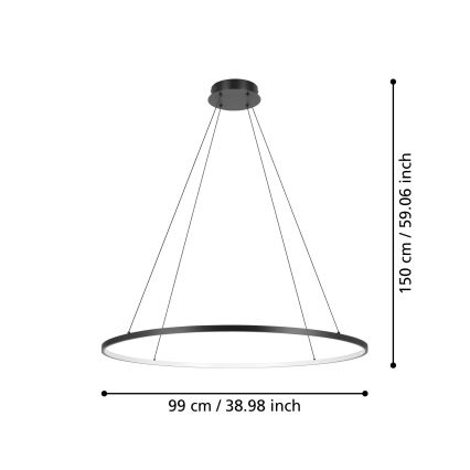 Eglo - LED Reguliuojamas pakabinamas sietynas LED/40W/230V 2700-6500K juoda + nuotolinio valdymo pultas