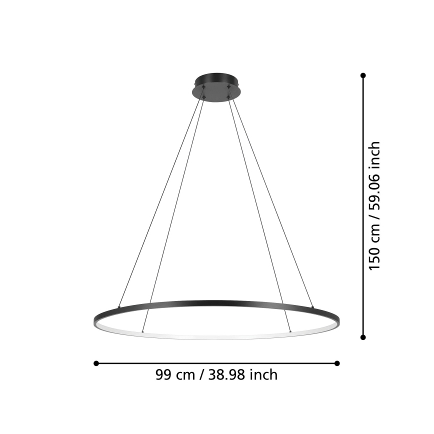 Eglo - LED Reguliuojamas pakabinamas sietynas LED/40W/230V 2700-6500K juoda + nuotolinio valdymo pultas