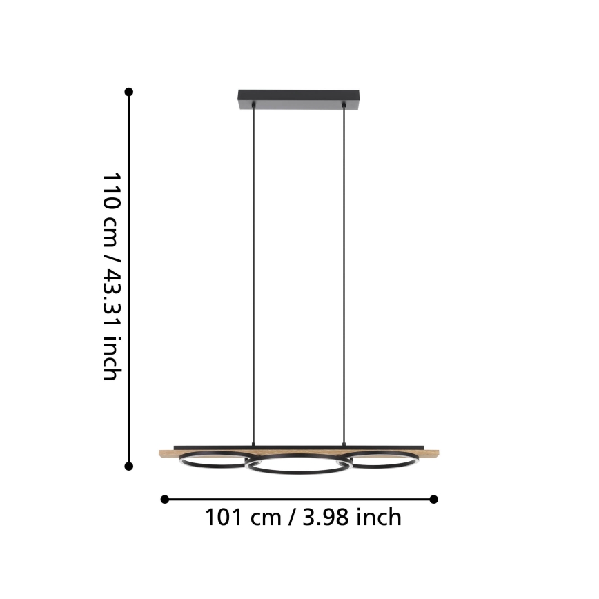 Eglo - LED Reguliuojamas pakabinamas sietynas 2xLED/12,5W/230V+1xLED/15,5W 3000K smėlio spalva/juoda