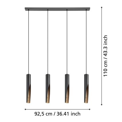 Eglo - LED Pakabinamas sietynas 4xGU10/4,5W/230V 3000K juoda/ruda