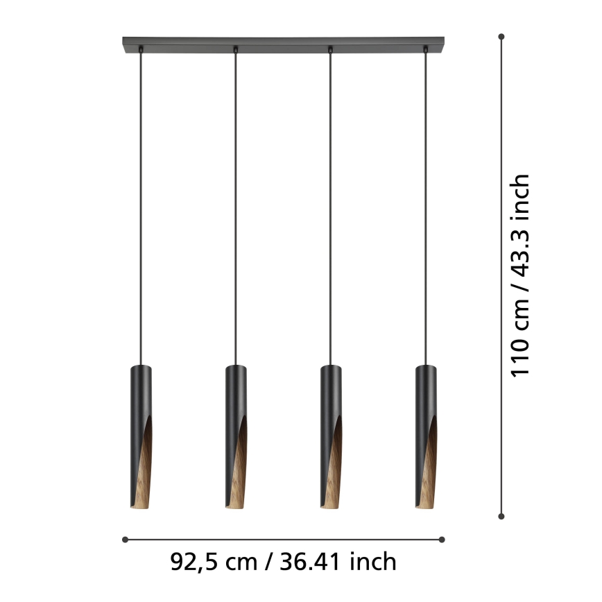 Eglo - LED Pakabinamas sietynas 4xGU10/4,5W/230V 3000K juoda/ruda