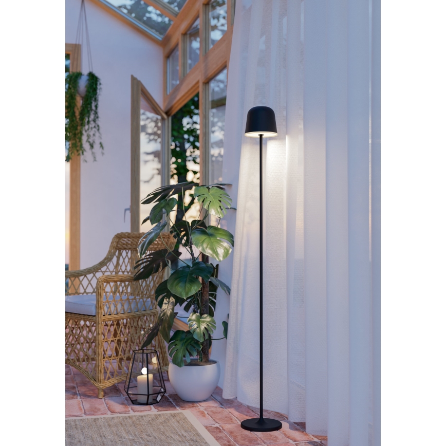 Eglo - LED šviesos reguliavimas lauko įkraunamas Toršeras LED/4,3W/5V 2400/3000/4000K IP54 juoda